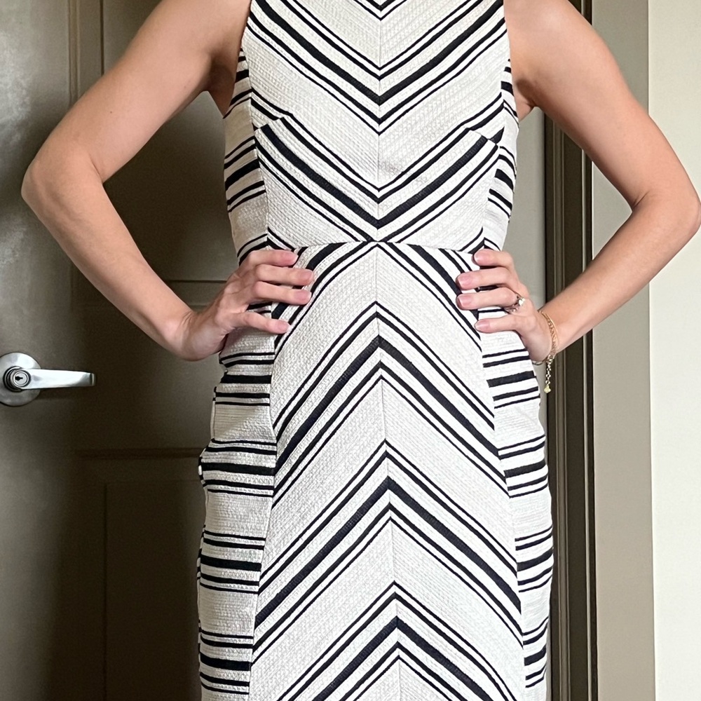 Striped Black and White Sleeveless Dress